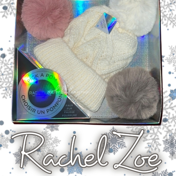 NWT Interchangeable Pom Pom Knit Hat Winter Rachel Zoe Pom Hat NEW IN GIFT BOX I main image 4